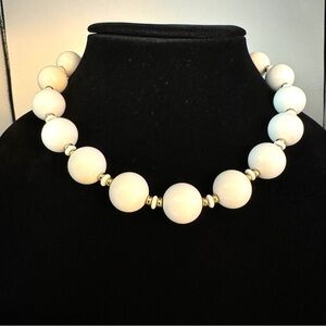 Vintage Classic Monet white milk glass and gold bead necklace